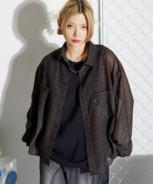 ミニチェック長袖シアーシャツ【UNISEX】