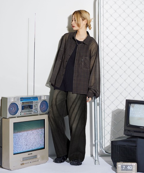 MSG(エムエスジー)の「ミニチェック長袖シアーシャツ【UNISEX】(シャツ/ブラウス・メンズ・ブラック/ブラウン/ブルー・S/M/L/XL)」の10枚目の写真