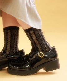 ローズ刺繍透かしソックス