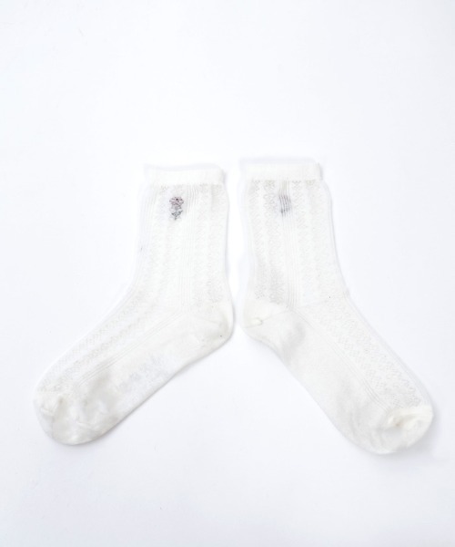 axes femme（アクシーズファム）の「ローズ刺繍透かしソックス（ソックス/靴下・レディース・キナリ/ブラック・FREE）」の6枚目の写真