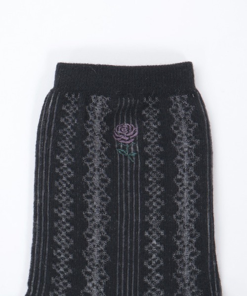 axes femme（アクシーズファム）の「ローズ刺繍透かしソックス（ソックス/靴下・レディース・キナリ/ブラック・FREE）」の14枚目の写真