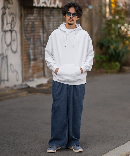 SIDEWAY STANCE（サイドウェイスタンス）の「【SIDEWAY STANCE】無地 スウェット パーカー（パーカー・メンズ・ブルー/杢グレー/アッシュ/ブラック/ネイビー/ホワイト・LARGE/X-LARGE/SMALL/MEDIUM）」の16枚目の写真