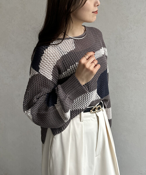 【美品】ヌメロヴェントゥーノ　モヘヤ　シアー　メッシュニット　洗える　イタリア製 美品】ヌメロヴェントゥーノ モヘヤ シアー メッシュニット