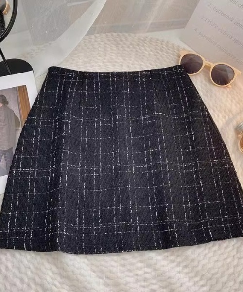 Mejoul（メジュール）の「ツイードチェック タイトミニスカート（スカート・レディース・ブラック/アイボリー・S/M）」の9枚目の写真