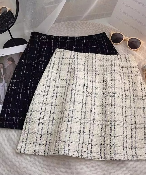 Mejoul（メジュール）の「ツイードチェック タイトミニスカート（スカート・レディース・ブラック/アイボリー・S/M）」の6枚目の写真
