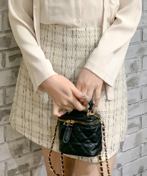 Mejoul（メジュール）の「ツイードチェック タイトミニスカート（スカート・レディース・ブラック/アイボリー・S/M）」の16枚目の写真