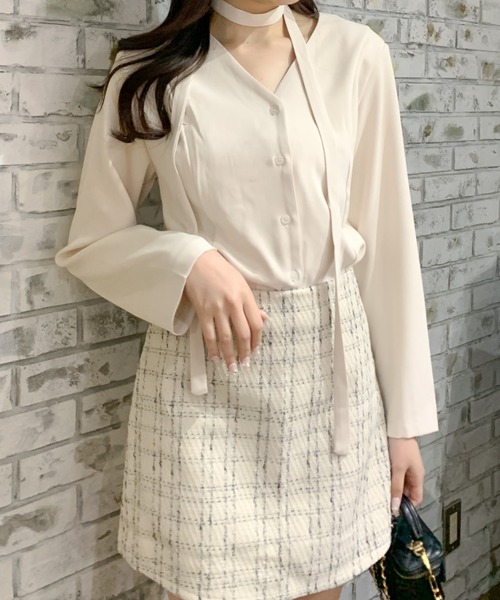 Mejoul（メジュール）の「ツイードチェック タイトミニスカート（スカート・レディース・ブラック/アイボリー・S/M）」の18枚目の写真