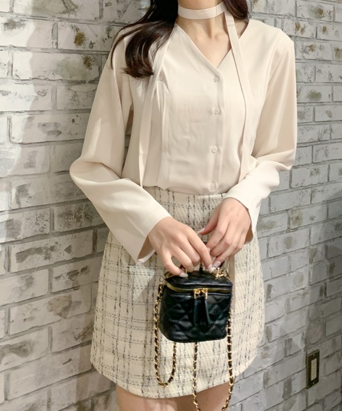 Mejoul（メジュール）の「ツイードチェック タイトミニスカート（スカート・レディース・ブラック/アイボリー・S/M）」の19枚目の写真