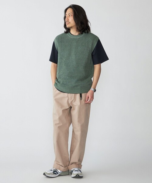 SHIPS（シップス）の「SHIPS: サンフェード リネン ニット ベスト（ベスト・メンズ・グリーン/ネイビー/ベージュ・LARGE/MEDIUM/SMALL）」の5枚目の写真