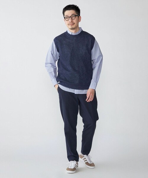 SHIPS（シップス）の「SHIPS: サンフェード リネン ニット ベスト（ベスト・メンズ・グリーン/ネイビー/ベージュ・LARGE/MEDIUM/SMALL）」の6枚目の写真
