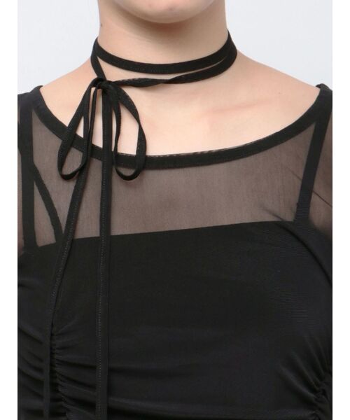 EMODA(エモダ)の「チョーカーリボンシアートップ(Tシャツ/カットソー・レディース・ブラック/ブルー/グリーン・FREE)」の6枚目の写真