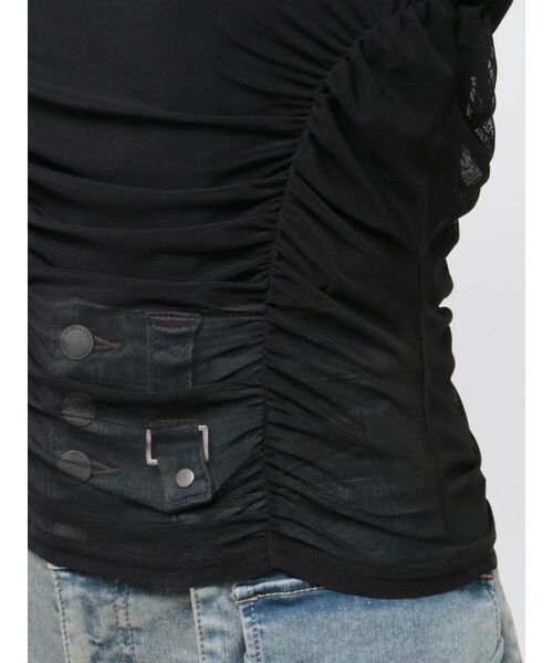 EMODA(エモダ)の「チョーカーリボンシアートップ(Tシャツ/カットソー・レディース・ブラック/ブルー/グリーン・FREE)」の8枚目の写真