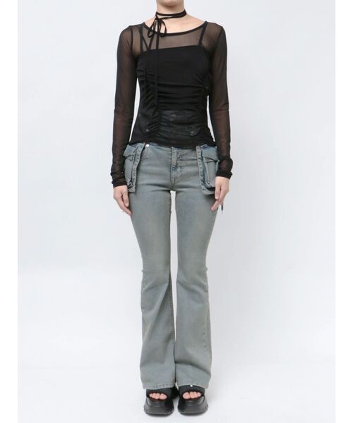 EMODA(エモダ)の「チョーカーリボンシアートップ(Tシャツ/カットソー・レディース・ブラック/ブルー/グリーン・FREE)」の11枚目の写真