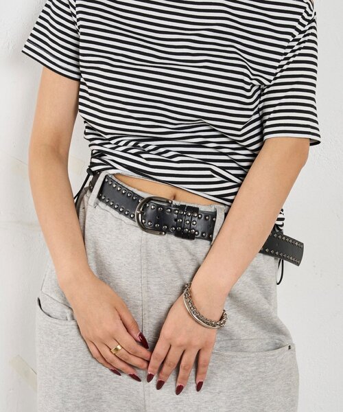 WHO'S WHO gallery（フーズフーギャラリー）の「スタッズベルト（ベルト・レディース・ブラック/ダークブラウン/オフホワイト・FREE）」の17枚目の写真