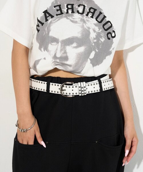 WHO'S WHO gallery（フーズフーギャラリー）の「スタッズベルト（ベルト・レディース・ブラック/ダークブラウン/オフホワイト・FREE）」の8枚目の写真