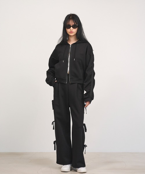 Nora Lily elle(ノラリリーエル)の「【Nora Lily】「elle」Side Ribbon Pants(スウェットパンツ・レディース・ヘザーグレー/オフホワイト/ブラック・FREE)」の13枚目の写真