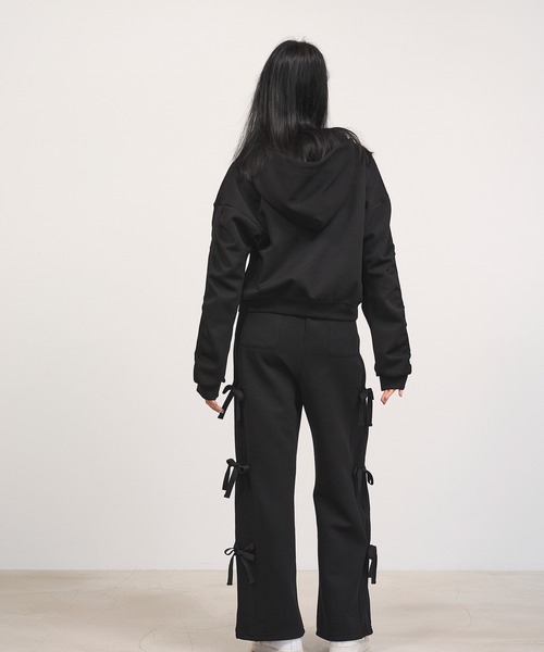 Nora Lily elle(ノラリリーエル)の「【Nora Lily】「elle」Side Ribbon Pants(スウェットパンツ・レディース・ヘザーグレー/オフホワイト/ブラック・FREE)」の16枚目の写真