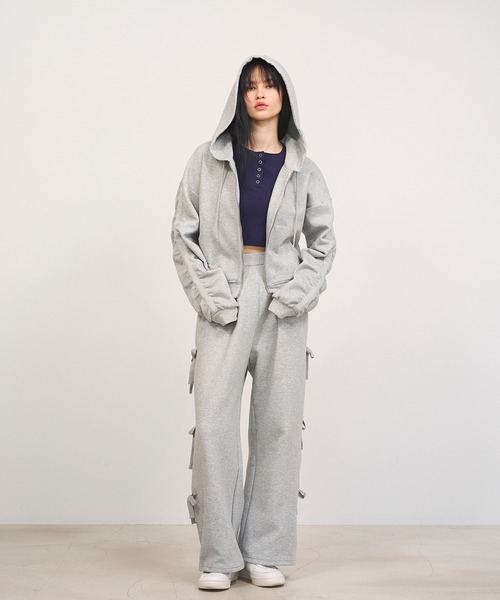 Nora Lily elle(ノラリリーエル)の「【Nora Lily】「elle」Side Ribbon Pants(スウェットパンツ・レディース・ヘザーグレー/オフホワイト/ブラック・FREE)」の21枚目の写真