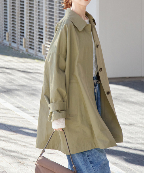 JOURNAL STANDARD（ジャーナルスタンダード）の「《追加2》コットンリネンワイドステンカラーコート（ステンカラーコート・レディース・ライトグレー/カーキ/ベージュ・FREE）」の3枚目の写真