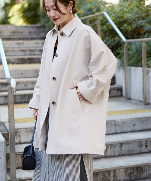 JOURNAL STANDARD（ジャーナルスタンダード）の「《追加2》コットンリネンワイドステンカラーコート（ステンカラーコート・レディース・ライトグレー/カーキ/ベージュ・FREE）」の5枚目の写真