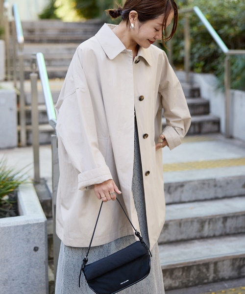 JOURNAL STANDARD（ジャーナルスタンダード）の「《追加2》コットンリネンワイドステンカラーコート（ステンカラーコート・レディース・ライトグレー/カーキ/ベージュ・FREE）」の7枚目の写真