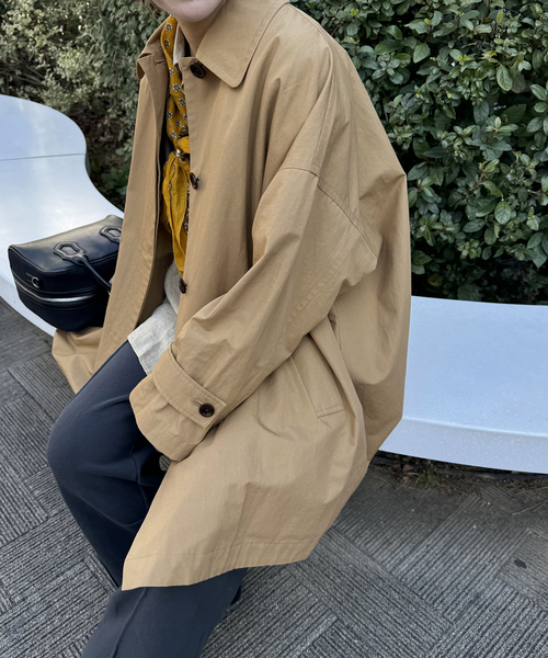 JOURNAL STANDARD（ジャーナルスタンダード）の「《追加2》コットンリネンワイドステンカラーコート（ステンカラーコート・レディース・ライトグレー/カーキ/ベージュ・FREE）」の11枚目の写真