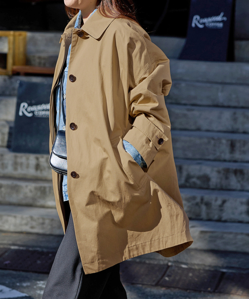 JOURNAL STANDARD（ジャーナルスタンダード）の「《追加2》コットンリネンワイドステンカラーコート（ステンカラーコート・レディース・ライトグレー/カーキ/ベージュ・FREE）」の14枚目の写真