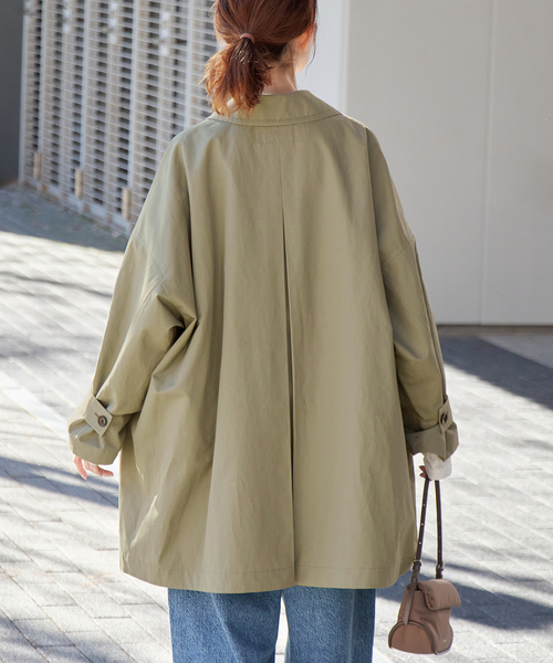 JOURNAL STANDARD（ジャーナルスタンダード）の「《追加2》コットンリネンワイドステンカラーコート（ステンカラーコート・レディース・ライトグレー/カーキ/ベージュ・FREE）」の19枚目の写真