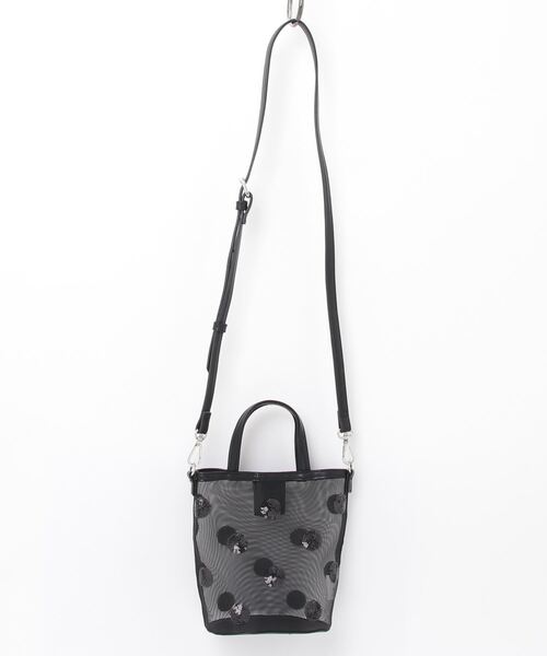 artemis by DIANA（アルテミスバイダイアナ）の「SMILEY ドットスパンコール刺繍　メッシュショルダーバッグ（ハンドバッグ・レディース・ブラック/ベージュ・FREE）」の6枚目の写真