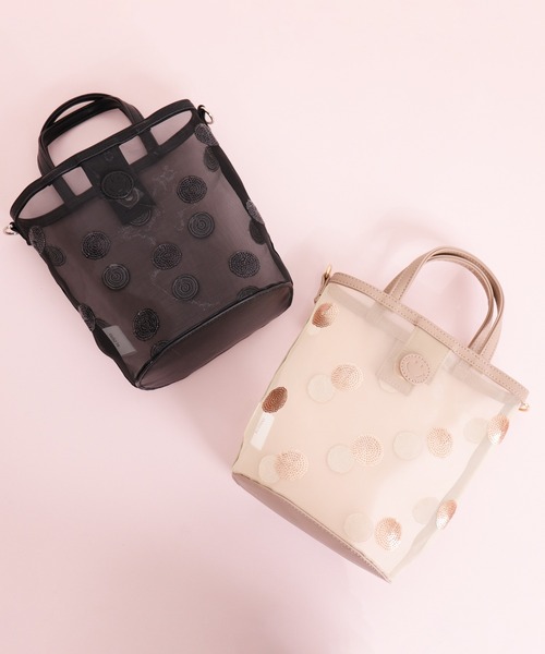 artemis by DIANA（アルテミスバイダイアナ）の「SMILEY ドットスパンコール刺繍　メッシュショルダーバッグ（ハンドバッグ・レディース・ブラック/ベージュ・FREE）」の10枚目の写真