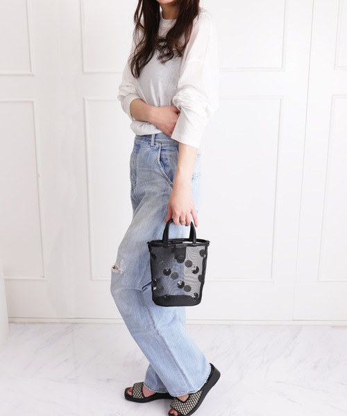 artemis by DIANA（アルテミスバイダイアナ）の「SMILEY ドットスパンコール刺繍　メッシュショルダーバッグ（ハンドバッグ・レディース・ブラック/ベージュ・FREE）」の7枚目の写真