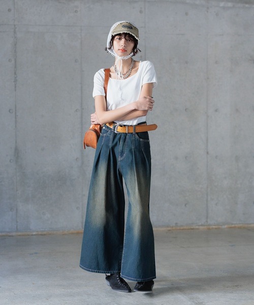 PAGEBOY(ページボーイ)の「スクエアスムースミニT(Tシャツ/カットソー・レディース・チャコールグレー/オフホワイト/ブラック/ブルー系その他・FREE)」の19枚目の写真