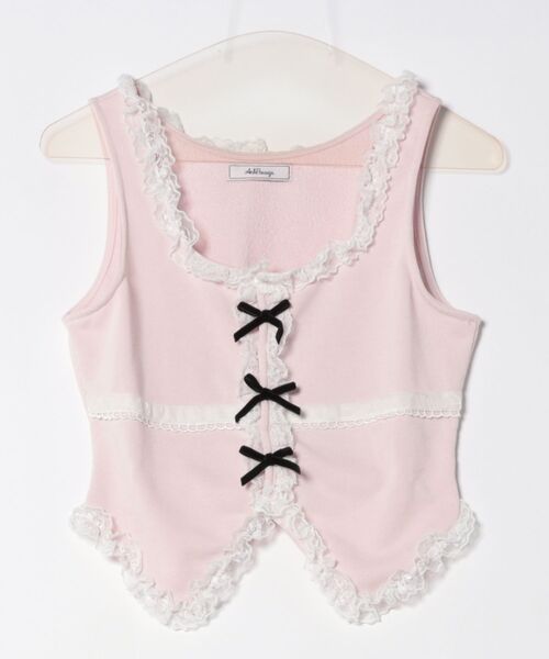 Ank Rouge（アンクルージュ）の「裏毛リボンベスト（Tシャツ/カットソー・レディース・グレー/ブラック/ピンク・M）」の15枚目の写真