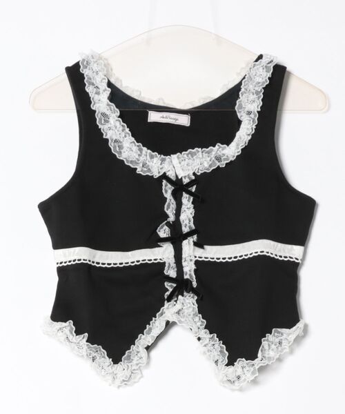 Ank Rouge（アンクルージュ）の「裏毛リボンベスト（Tシャツ/カットソー・レディース・グレー/ブラック/ピンク・M）」の14枚目の写真