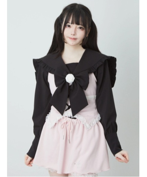 Ank Rouge（アンクルージュ）の「裏毛リボンベスト（Tシャツ/カットソー・レディース・グレー/ブラック/ピンク・M）」の13枚目の写真