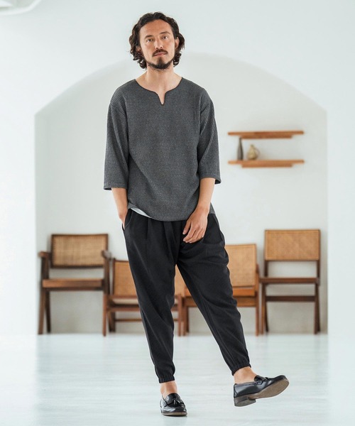 Magine(マージン)の「mp13467-Patterned Polyester Fabric Tapered Pants イージーパンツ(その他パンツ・メンズ・ブラック/杢グレー・44/46/48)」の22枚目の写真