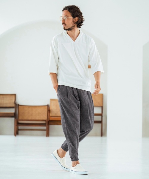 Magine(マージン)の「mp13467-Patterned Polyester Fabric Tapered Pants イージーパンツ(その他パンツ・メンズ・ブラック/杢グレー・44/46/48)」の17枚目の写真