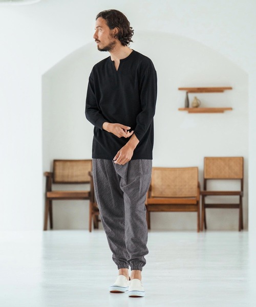 Magine(マージン)の「mp13467-Patterned Polyester Fabric Tapered Pants イージーパンツ(その他パンツ・メンズ・ブラック/杢グレー・44/46/48)」の13枚目の写真