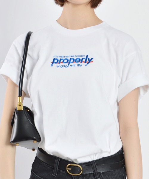 MODISH GAZE(モディシュガゼ)の「【MODISH GAZE】properly刺繍Tシャツ(Tシャツ/カットソー・レディース・ブラック/ネイビー/ホワイト・LARGE/MEDIUM)」の11枚目の写真
