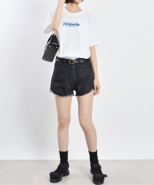 MODISH GAZE(モディシュガゼ)の「【MODISH GAZE】properly刺繍Tシャツ(Tシャツ/カットソー・レディース・ブラック/ネイビー/ホワイト・LARGE/MEDIUM)」の14枚目の写真