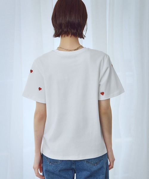 Ampirula(アンピルーラ)の「ハート刺繍Tシャツ(Tシャツ/カットソー・レディース・イエロー/ホワイト/ブラック・FREE)」の11枚目の写真