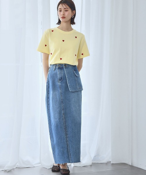 Ampirula(アンピルーラ)の「ハート刺繍Tシャツ(Tシャツ/カットソー・レディース・イエロー/ホワイト/ブラック・FREE)」の15枚目の写真