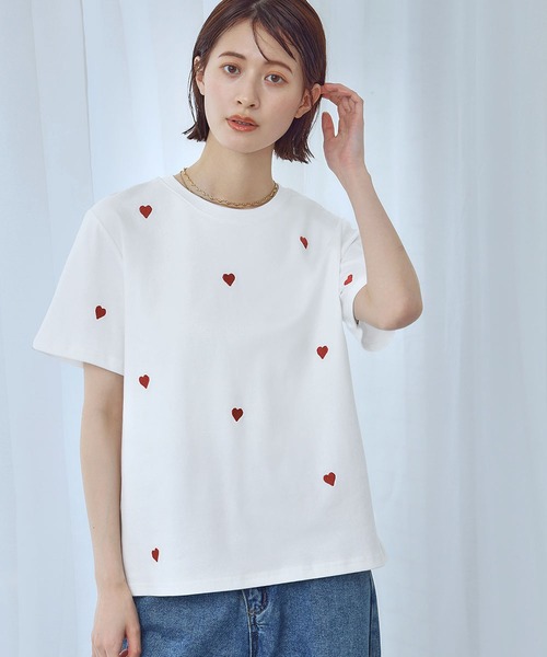 Ampirula(アンピルーラ)の「ハート刺繍Tシャツ(Tシャツ/カットソー・レディース・イエロー/ホワイト/ブラック・FREE)」の17枚目の写真