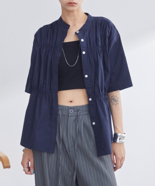 Aunt Marie's（アントマリーズ）の「ブロードシャーリングハーフスリーブトップス/ブラウス/シャツ（シャツ/ブラウス・レディース・ブルー/ホワイト/ネイビー・FREE）」の20枚目の写真