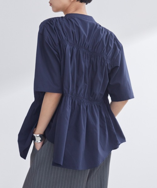 Aunt Marie's（アントマリーズ）の「ブロードシャーリングハーフスリーブトップス/ブラウス/シャツ（シャツ/ブラウス・レディース・ブルー/ホワイト/ネイビー・FREE）」の21枚目の写真