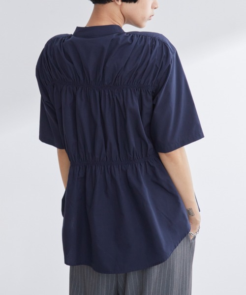 Aunt Marie's（アントマリーズ）の「ブロードシャーリングハーフスリーブトップス/ブラウス/シャツ（シャツ/ブラウス・レディース・ブルー/ホワイト/ネイビー・FREE）」の13枚目の写真