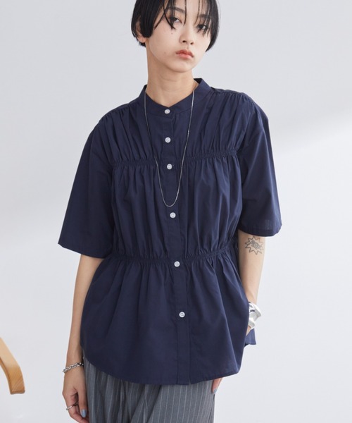 Aunt Marie's（アントマリーズ）の「ブロードシャーリングハーフスリーブトップス/ブラウス/シャツ（シャツ/ブラウス・レディース・ブルー/ホワイト/ネイビー・FREE）」の17枚目の写真