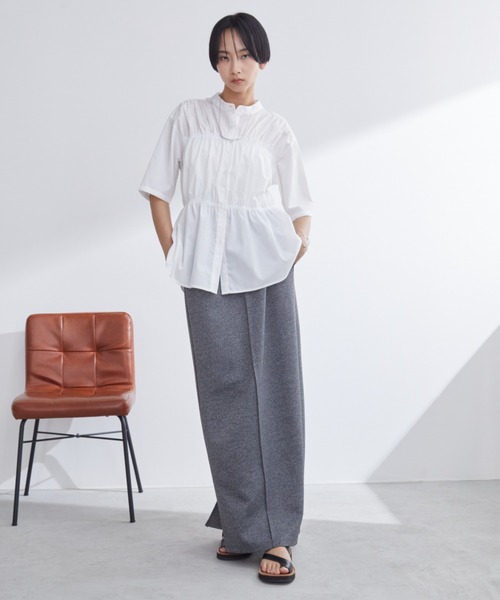 Aunt Marie's（アントマリーズ）の「ブロードシャーリングハーフスリーブトップス/ブラウス/シャツ（シャツ/ブラウス・レディース・ブルー/ホワイト/ネイビー・FREE）」の10枚目の写真