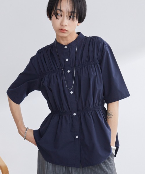 Aunt Marie's（アントマリーズ）の「ブロードシャーリングハーフスリーブトップス/ブラウス/シャツ（シャツ/ブラウス・レディース・ブルー/ホワイト/ネイビー・FREE）」の18枚目の写真