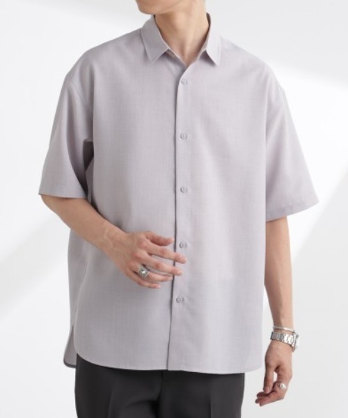 NANO universe(ナノユニバース)の「ライトウェイトドライシャツ 半袖(セットアップ可)(シャツ/ブラウス・メンズ・グレー/ライトグレー/ネイビー・S/M/L/XL)」の2枚目の写真